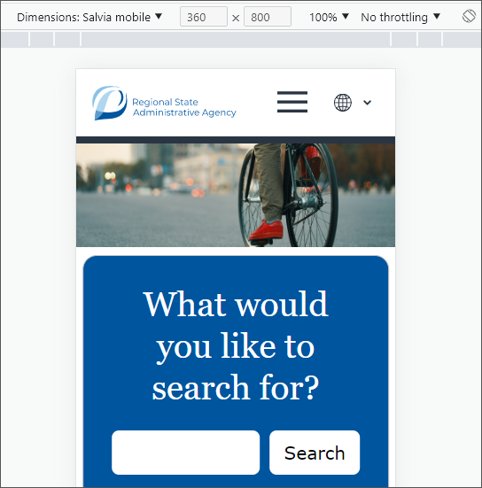 Emulation of the Regional State Administrative Agency's website with a Salvia mobile device.